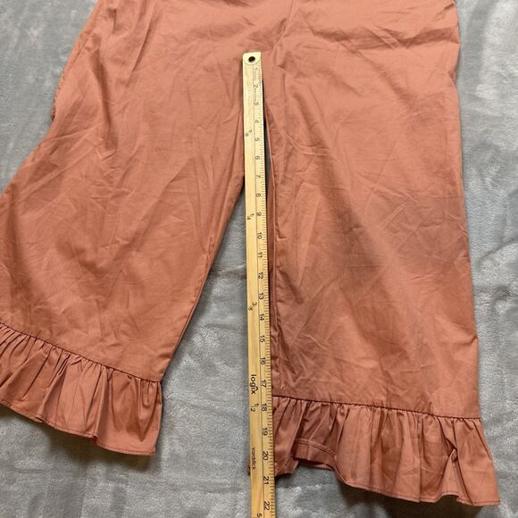 English Factory Women’s M Terracotta Pink Ruffle Sleeveless Jumpsuit Pockets - Picture 3 of 7